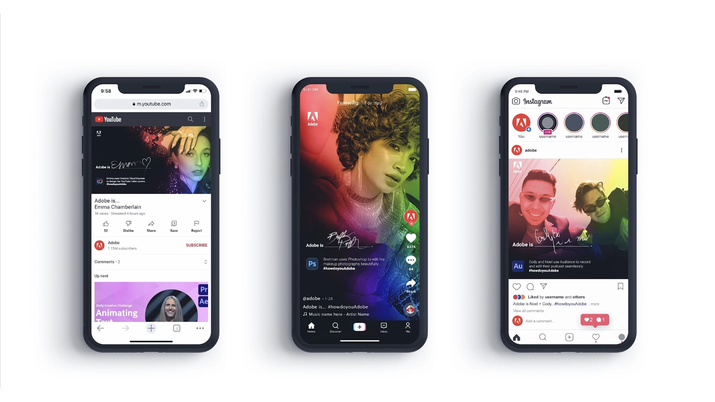 Adobe campaign digital ecosystem — YouTube, TikTok, and Instagram applications