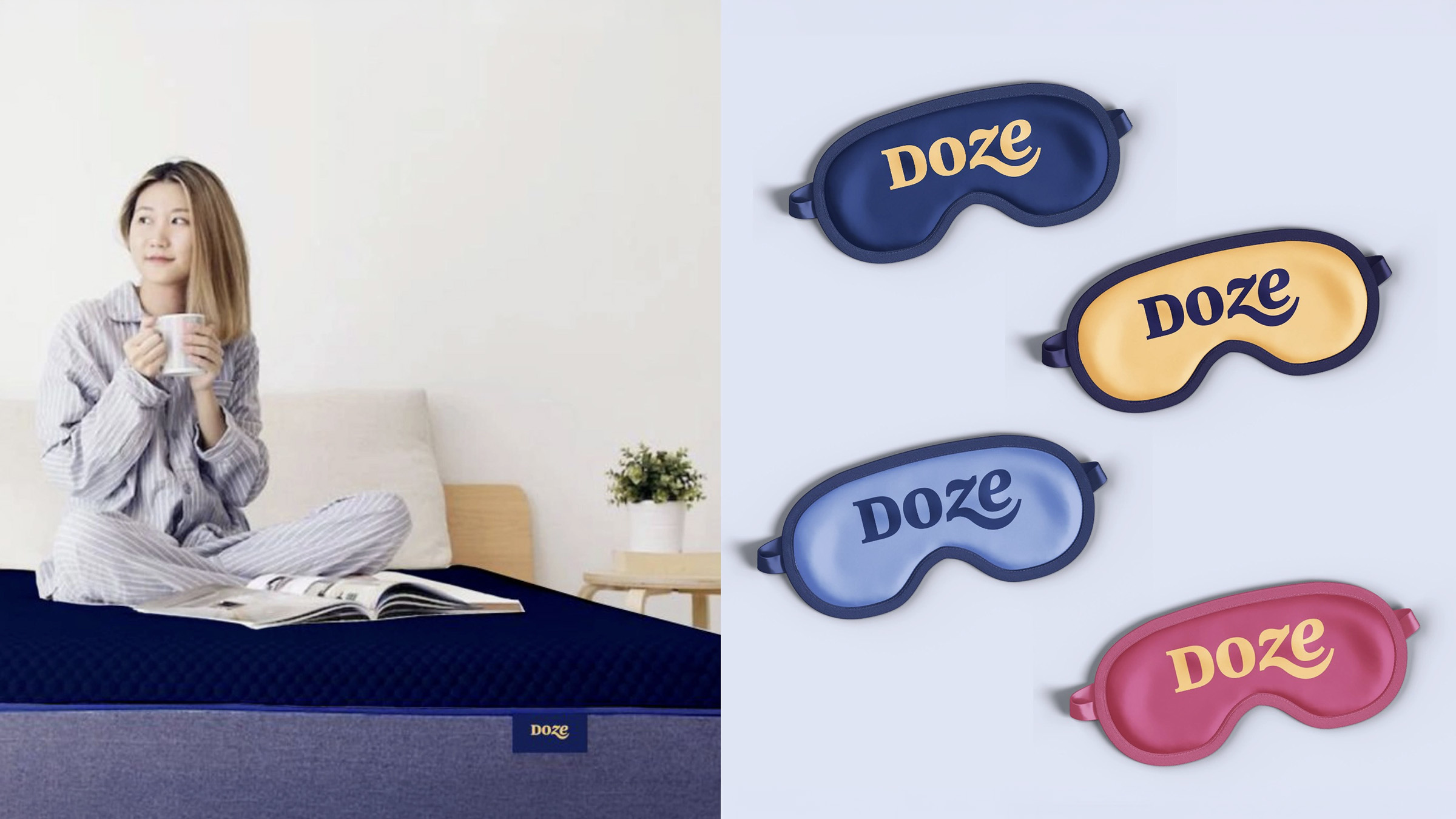 Doze mattress and sleep masks — product in context