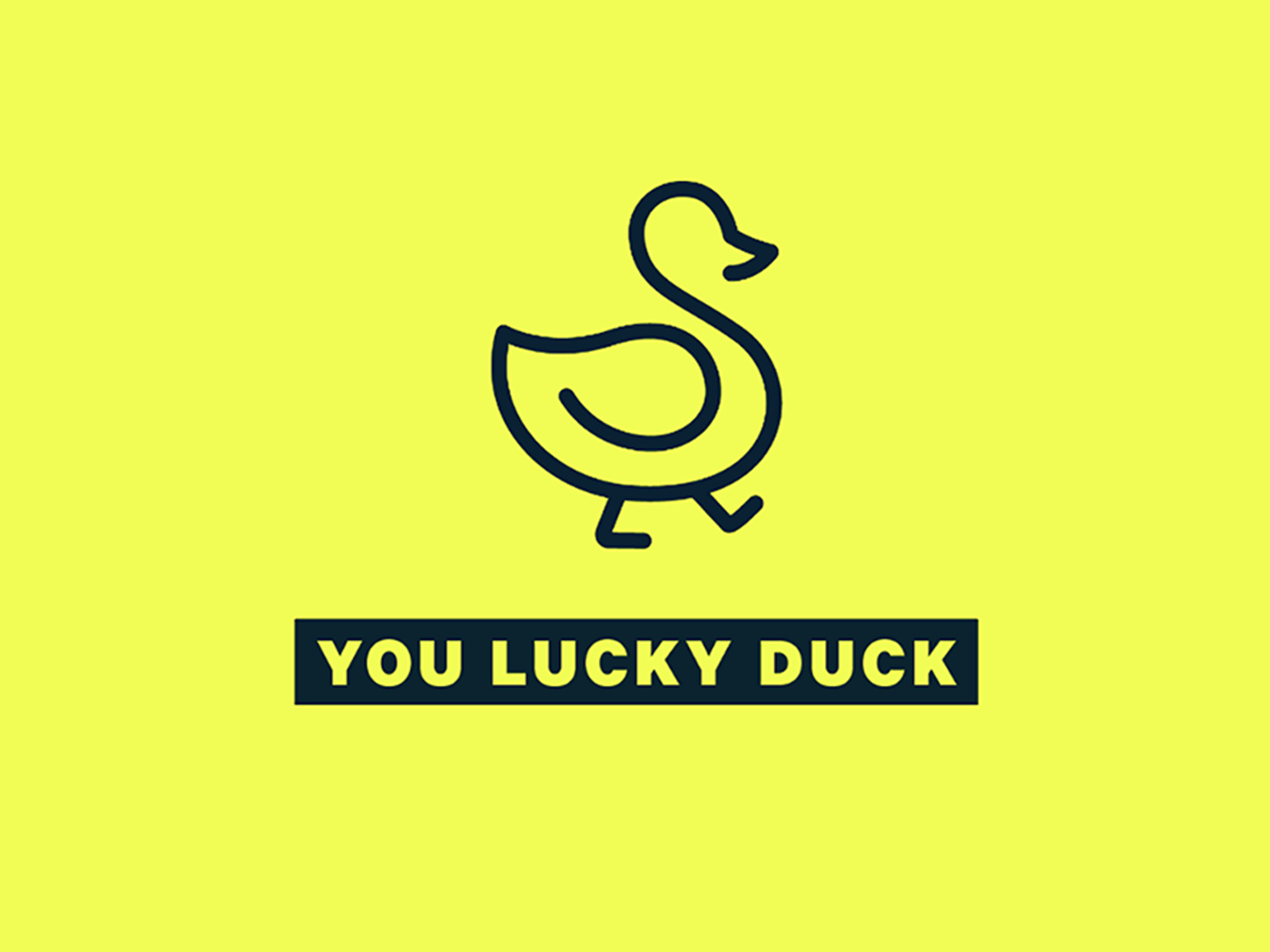 You Lucky Duck primary logo — duck icon with wordmark on neon yellow